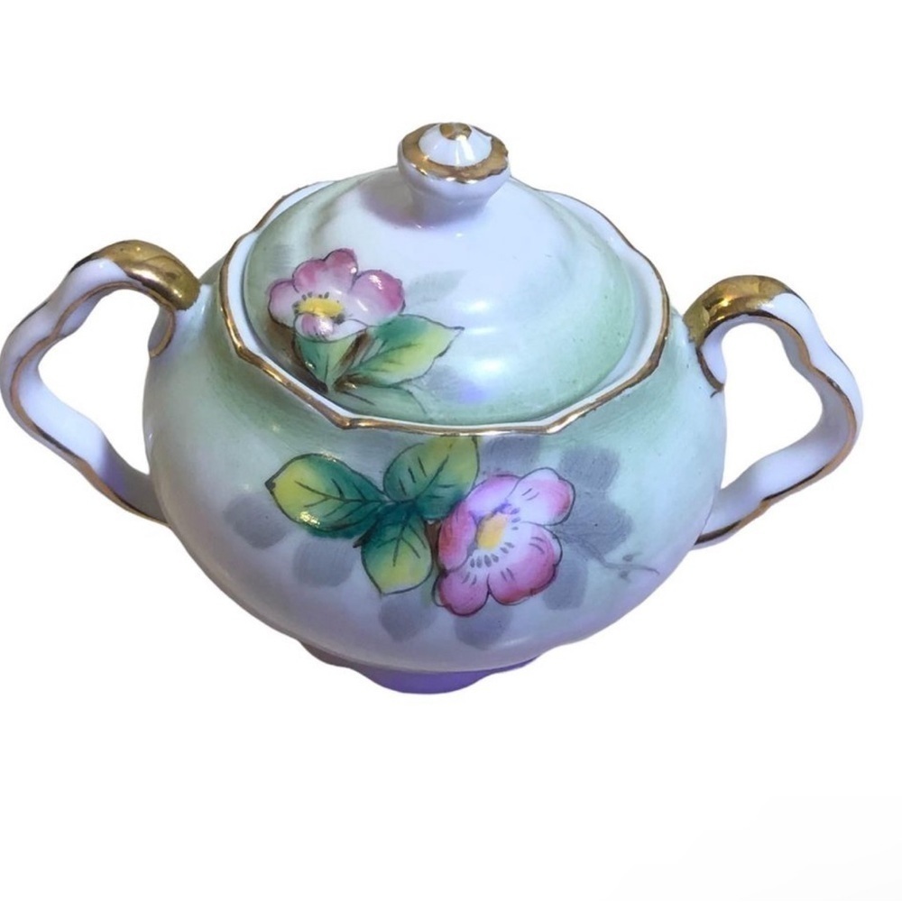Vintage Floral With Gold Trim Sugar Bowl Maker Mark UCAGCO - Picture 5 of 8